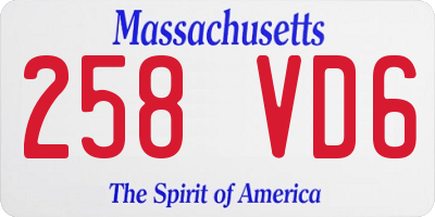 MA license plate 258VD6
