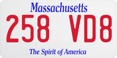 MA license plate 258VD8