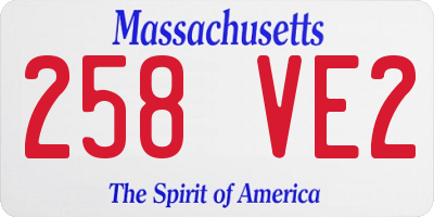 MA license plate 258VE2