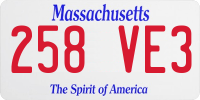 MA license plate 258VE3