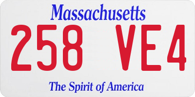 MA license plate 258VE4