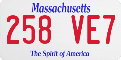 MA license plate 258VE7