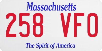 MA license plate 258VF0