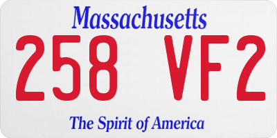 MA license plate 258VF2