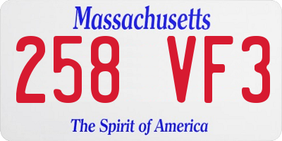 MA license plate 258VF3