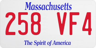 MA license plate 258VF4