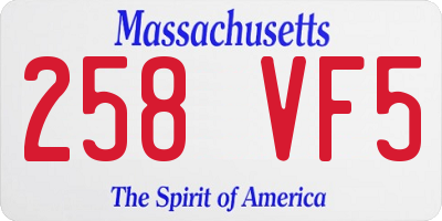 MA license plate 258VF5