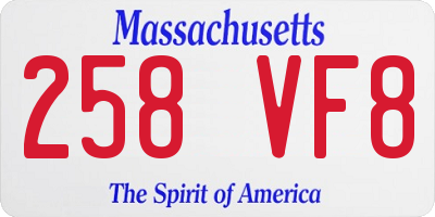 MA license plate 258VF8