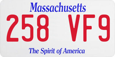 MA license plate 258VF9