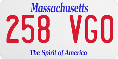 MA license plate 258VG0