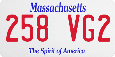 MA license plate 258VG2