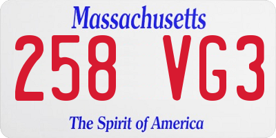 MA license plate 258VG3