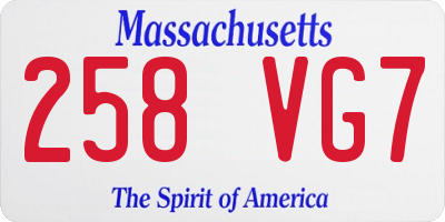 MA license plate 258VG7
