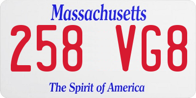 MA license plate 258VG8
