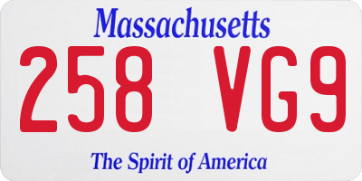 MA license plate 258VG9
