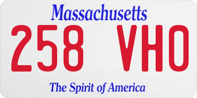 MA license plate 258VH0