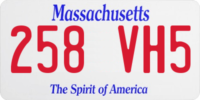 MA license plate 258VH5