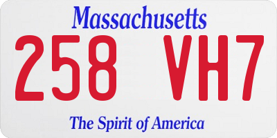 MA license plate 258VH7
