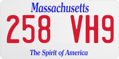 MA license plate 258VH9
