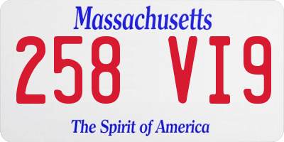 MA license plate 258VI9