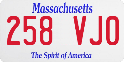 MA license plate 258VJ0