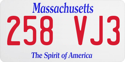 MA license plate 258VJ3