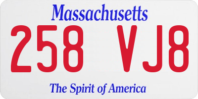 MA license plate 258VJ8