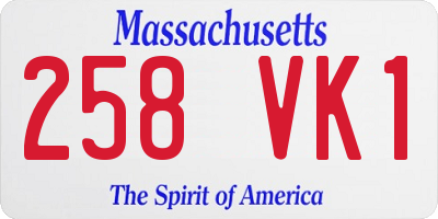 MA license plate 258VK1