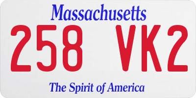 MA license plate 258VK2