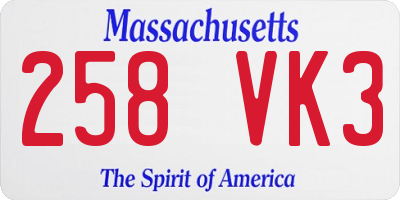 MA license plate 258VK3