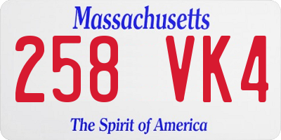 MA license plate 258VK4