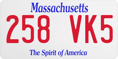 MA license plate 258VK5