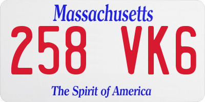 MA license plate 258VK6