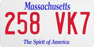 MA license plate 258VK7