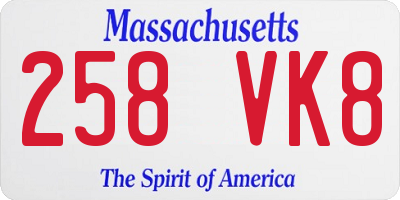 MA license plate 258VK8