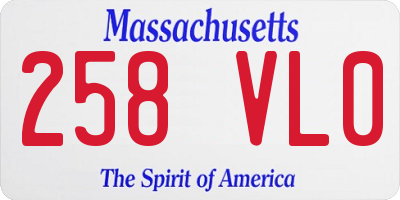 MA license plate 258VL0