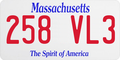 MA license plate 258VL3