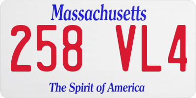 MA license plate 258VL4