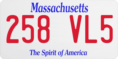 MA license plate 258VL5