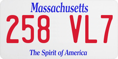 MA license plate 258VL7