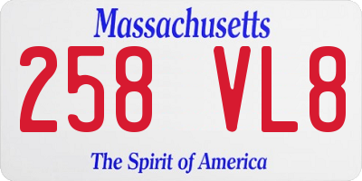 MA license plate 258VL8