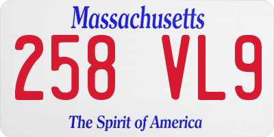 MA license plate 258VL9