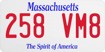 MA license plate 258VM8