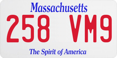 MA license plate 258VM9