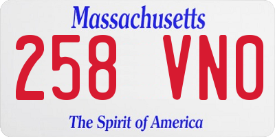 MA license plate 258VN0