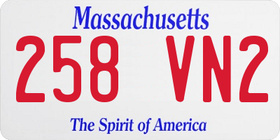 MA license plate 258VN2