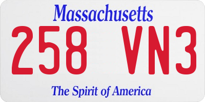 MA license plate 258VN3
