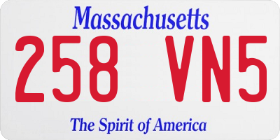 MA license plate 258VN5