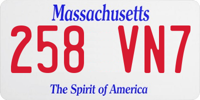 MA license plate 258VN7