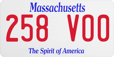 MA license plate 258VO0